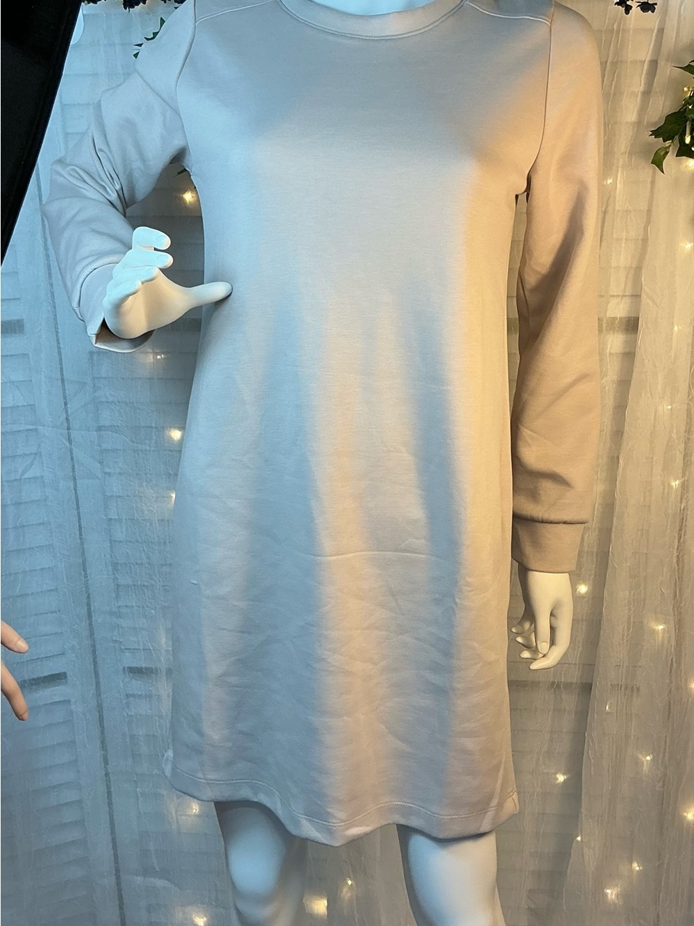 Dear Scarlett Long Sleeve Scuba Dress in Light Beige